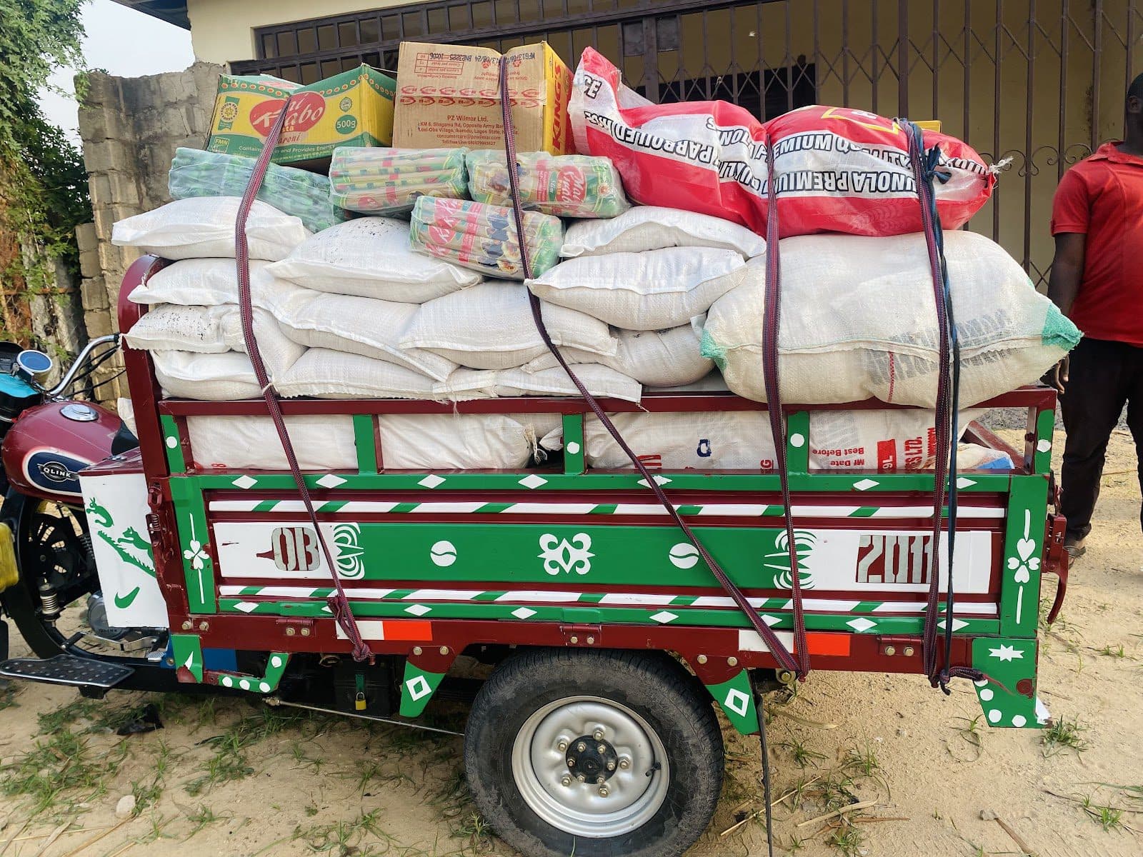 Food items for distribution at Shuwari camp.