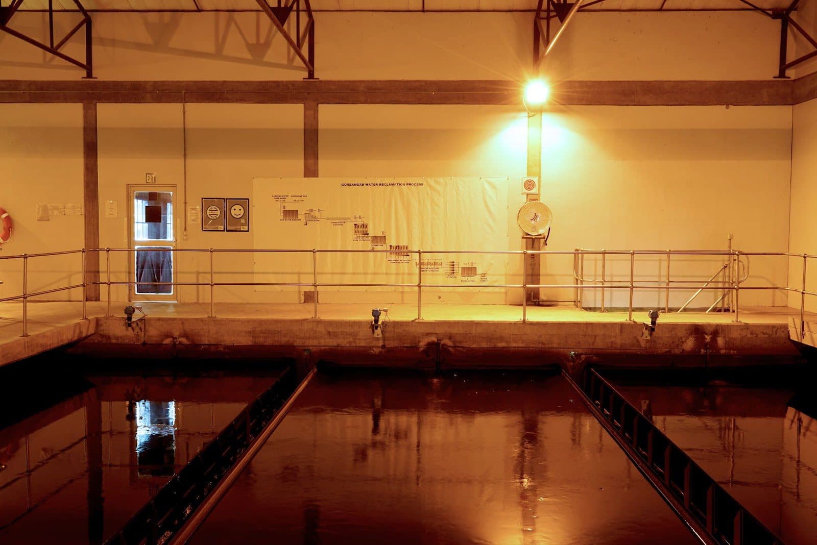 2022 - Prior to sand filtration, caustic soda and potassium permanganate are added to the partially clean water to facilitate the oxidation and precipitation of dissolved iron and manganese on the filter bed.