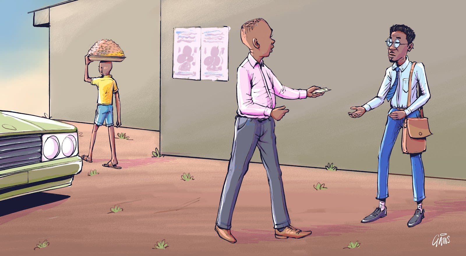 Illustration of a ‘corporate beggar’ by HumAngle.