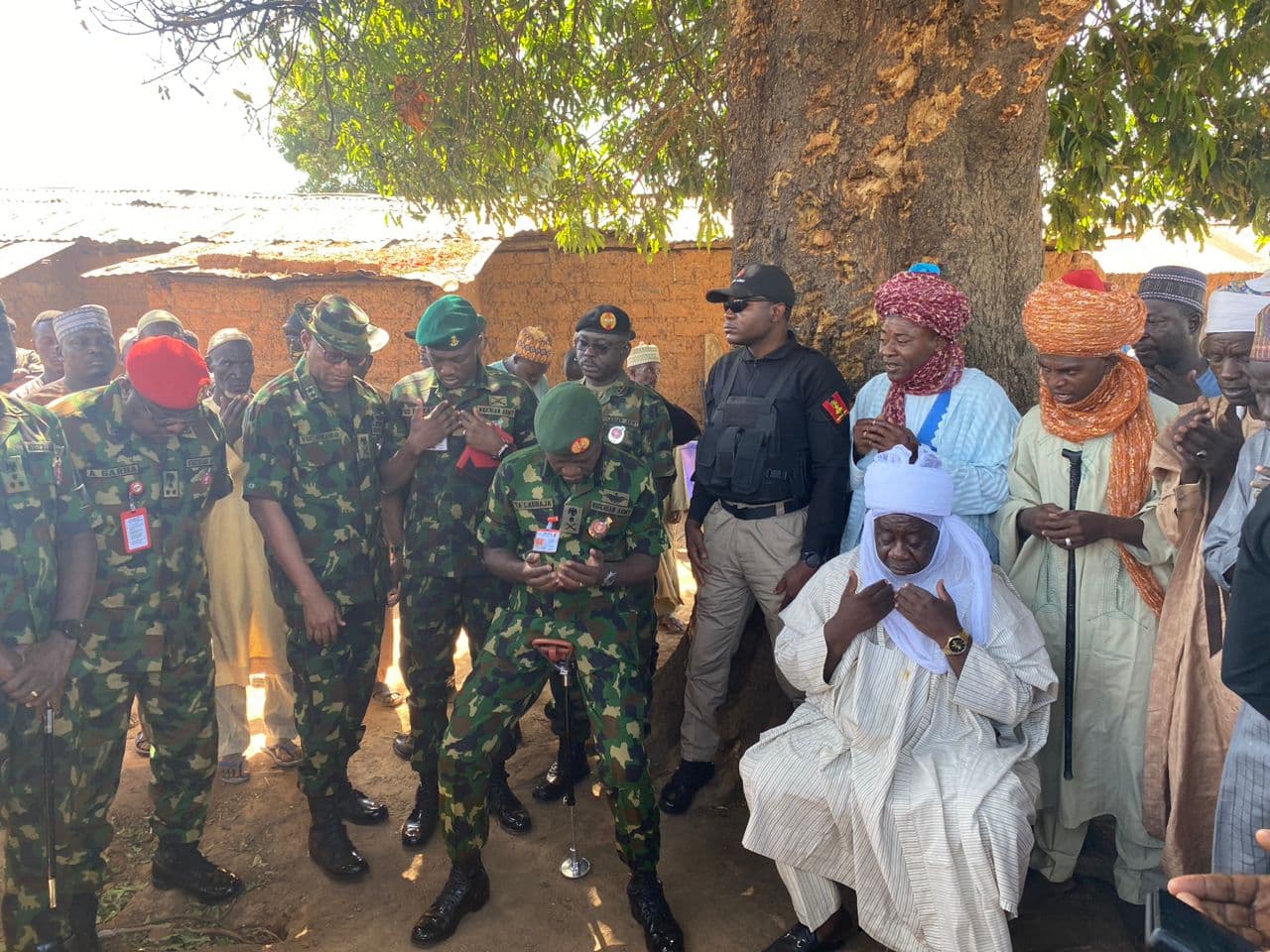 Nigeria’s army chief during a visit to the affected community on Dec. 5, 2023. Photo: Twitter/@TheNationNews