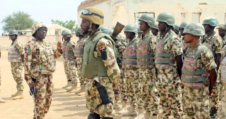 Nigerian soldiers on the frontlines. Photo: Tunde Eluduni/Premium Times.