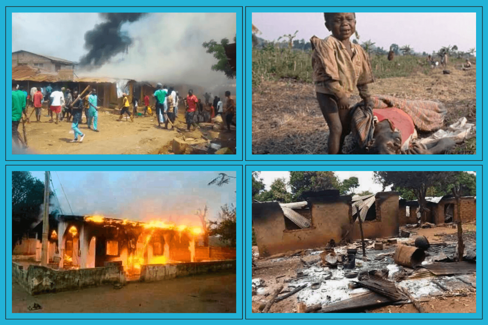 Mashup showing pictures recently circulated on X and Facebook supposedly depicting violence in Nigeria’s Middle Belt region.