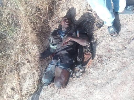 he amputated corpse of a man who lost his life while trying to rescue some children caught up in the landmine explosion in the Bassa community.