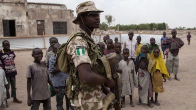 A Nigerian soldier patrols in northeastern Nigeria. File: AFP/Florian Plaucheur