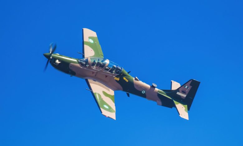 Nigerian Air Force A-29 Super Tucano in new 'jungle' paint ahead of delivery.