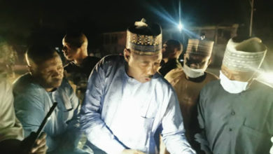Borno Governor and an official of NEMA conducting headcount midnight on Sunday, at Mohammed Goni College of Islamic Legal Studies, MOGOCOLIS, where IDPs from Abadam LGS, are camped in Maiduguri.