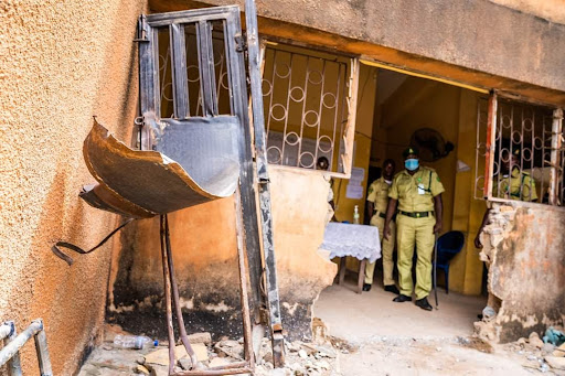 Aftermath of jailbreak at Abolongo Correctional Centre, Oyo, Oyo State. Source: Oyo State Governor's Official Facebook Page