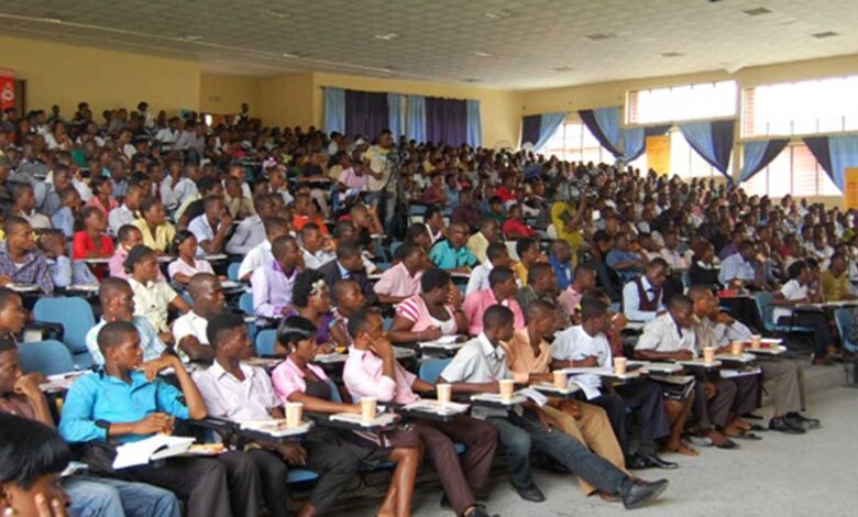 Some students receiving a lecture in one of the tertiary institutions in Nigeria.