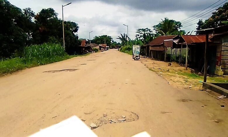 Empty road in Ogbia Town, Headquarters of Ogbia LGA, Bayelsa.