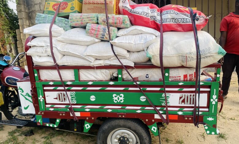 Food items for distribution at Shuwari camp.