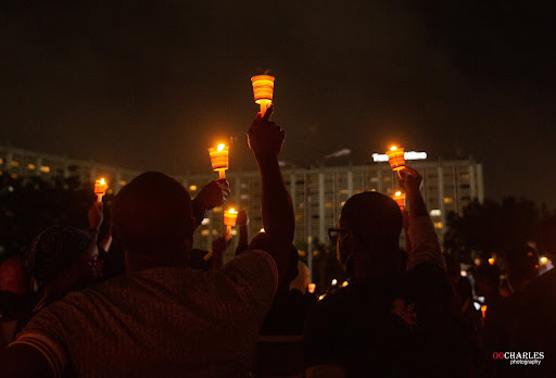 Candlelight procession held in Abuja, Nigeria, on Oct. 16, 2020, in honour of #EndSARS protesters who lost their lives during the demonstrations.