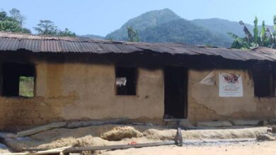 One of the houses burnt during a midnight raid by Ambazonian militants who invaded a Nigerian community on Dec. 8, 2023. Photo: Egunu Sunday. 