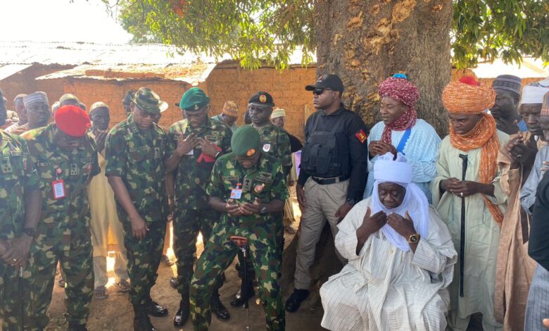 Nigeria’s army chief during a visit to the affected community on Dec. 5, 2023. Photo: Twitter/@TheNationNews