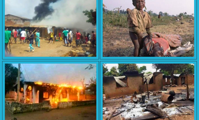 Mashup showing pictures recently circulated on X and Facebook supposedly depicting violence in Nigeria’s Middle Belt region.