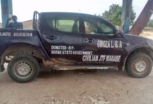 One of the vehicles donated by the Borno state government to the community. Photo: Jibrin Kolo/HumAngle