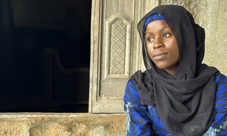 Na’empere Daniel looks to her side at a location in Yauri, North West Nigeria. Photo: Hauwa Shaffii Nuhu/HumAngle. 