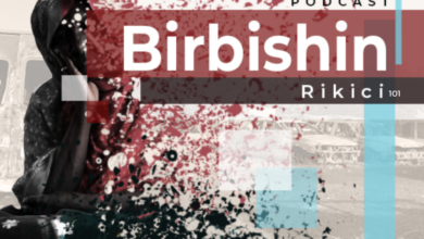 Podcast cover for "Birbishin" featuring artistic splatter and a veiled figure.