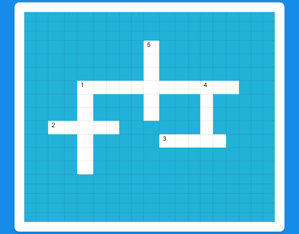 An unfilled crossword puzzle on a blue grid background.