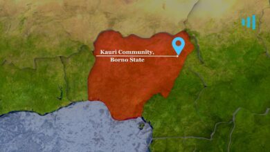 Map highlighting Kauri Community in Borno State with a location marker.