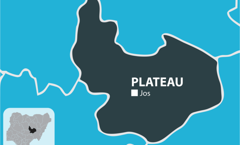 Stylized map of Plateau State in Nigeria highlighting the capital city, Jos.