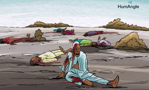 An illustration used to depict civilians affected by military airstrikes. Illustration: Akila Jibrin/HumAngle.