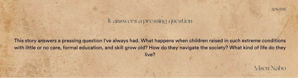 Text on aged paper asking about the fate of children raised in extreme conditions with little care or formal education.