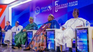 Panelists seated at the 5th Lake Chad Basin Governors' Forum, organized by the African Union.