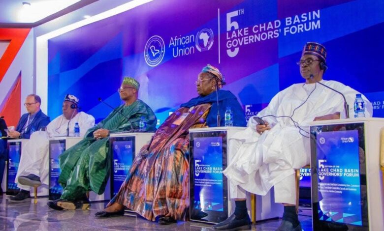 Panelists seated at the 5th Lake Chad Basin Governors' Forum, organized by the African Union.