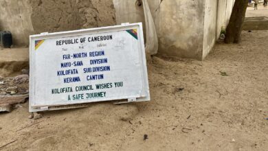 Sign in the Far-North region of Cameroon reads: "Kolofata Council wishes you a safe journey."