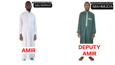 Two men in traditional attire are labeled "AMIR" and "DEPUTY AMIR" with names above them in black and white text.