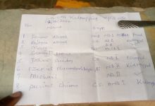 Handwritten list titled "Lowcost Kidnapping Episode" with names, departments, and statuses like "Freed," "Kidnapped," and "Escaped."